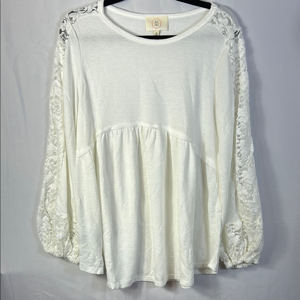 Anthropologie Ella Mara Lace Sleeve Blouse Size Medium New